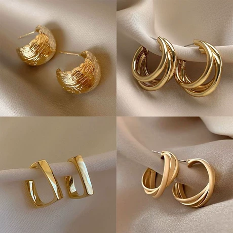 Gold Twist Hoop Earrings - Modern Trend Style